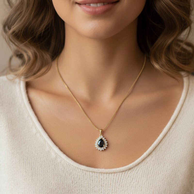 Black Stone Golden Necklace